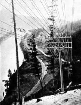 OVERHEAD TELEPHONE WIRES linked New York with San Francisco by January 1915