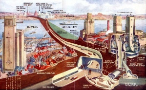 Colour plate showing details of the Mersey Tunnel