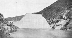 UPSTREAM FACE of the Burrinjuck Dam in the course of construction