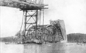 PREPARING TO RAISE THE CENTRAL SPAN of Quebec Bridge