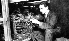 A FEW OF THE WIRES at a testing desk used at the Clerkenwell telephone exchange