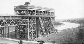 A TOWERING STRUCTURE OF STEEL of the Niederfinow barge lift