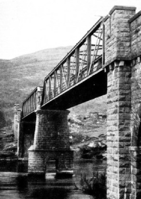 LATTICE GIRDERS form the bridge which carries the Connel Ferry-Ballachulish line 
