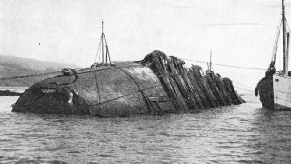 THE UPTURNED HULL of the dredger Silurus