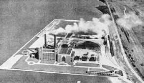 STATE LINE POWER STATION lies across the boundary between the States of Indiana and Illinois, at Hammond, near Chicago