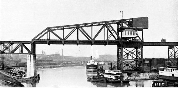 160-FOOT SINGLE-LEAF DOUBLE-TRACK SCHERZER ROLLING LIFT BRIDGE ACROSS THE CUYAHOGA RIVER