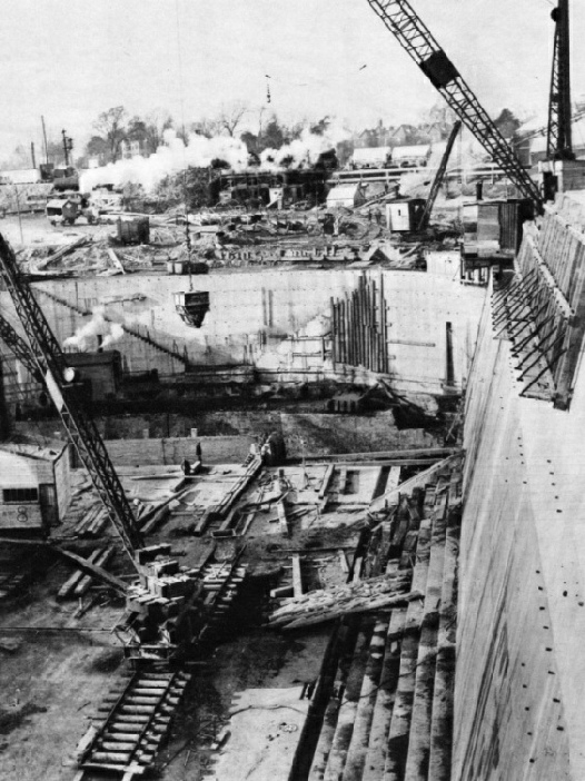 The shore end of the King George V Graving Dock.