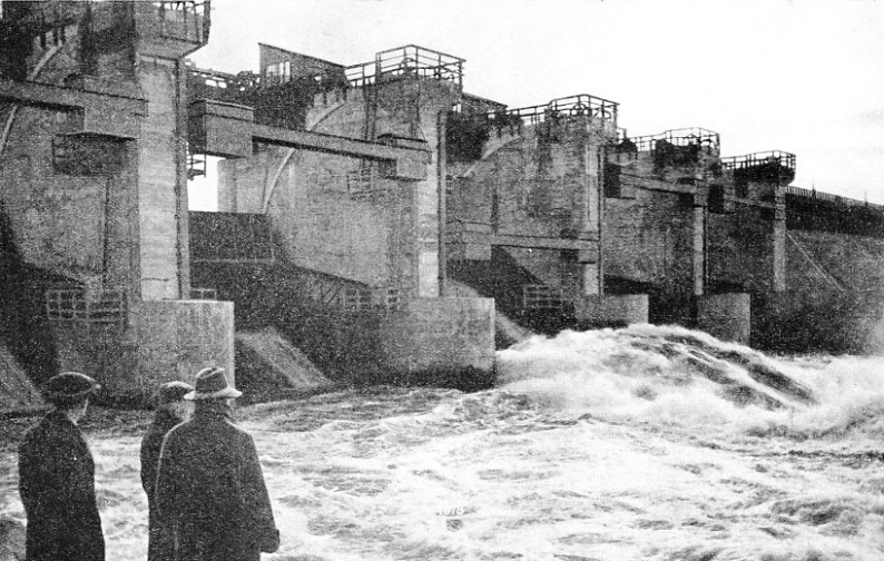 FLOODGATES IN THE CONCRETE AND TIMBER DAMS control the flood waters of the White Sea-Baltic Canal system