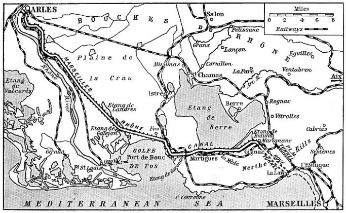 THE MARSEILLES-RHONE CANAL was designed to link the Mediterranean port of Marseilles with Arles and the River Rhone