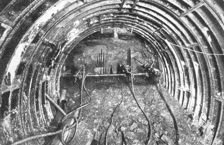 UNDER THE RIVER MERSEY the pilot headings were lined with cast-iron segments only near suspected faults in the rock