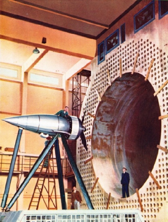 An aircraft engine bing tested at the Royal Aircraft Establishment, Farnborough