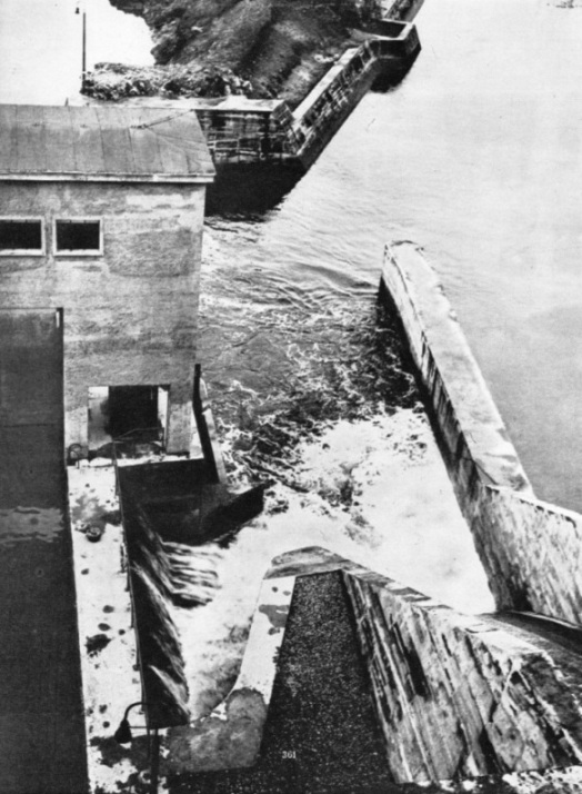 Aspillway channel alongside the navigational locks at Ardnacrusha