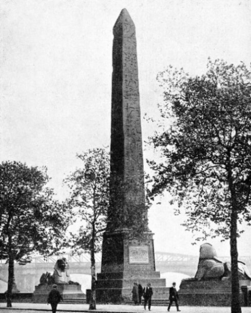 CLEOPATRA’S NEEDLE stands on the Victoria Embankment