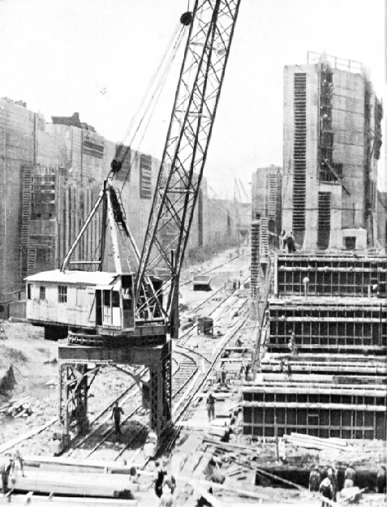 NAVIGATION LOCK under construction at Pickwick Landing Dam, Tennessee