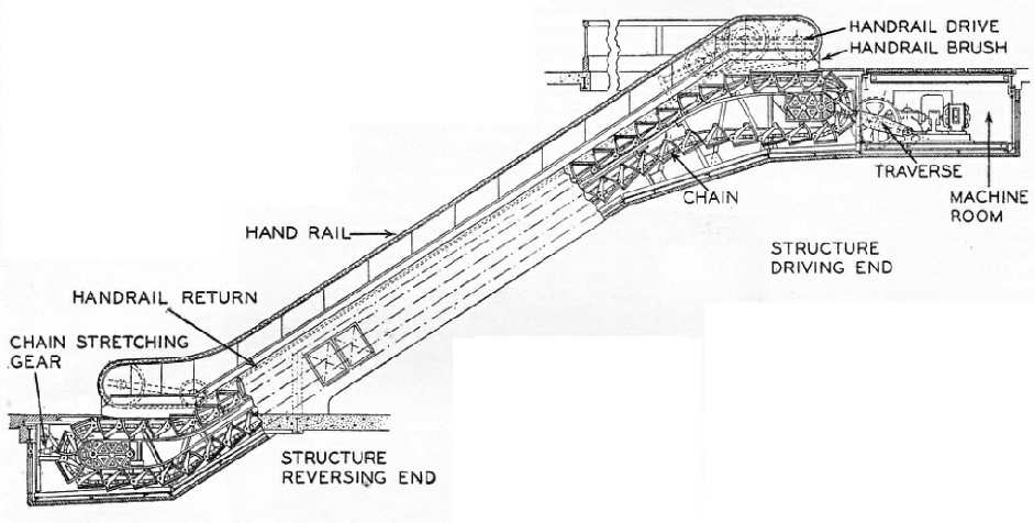 SECTIONAL VIEW OF AN ESCALATOR