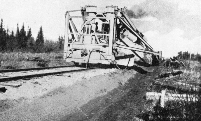 DITCHING MACHINE AT WORK during the building of the Hudson Bay Railway
