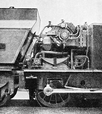 NEAR SIDE OF LEADING END of the condenser vehicle belonging to the Lungstrom turbine locomotive
