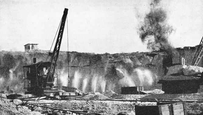 QUARRYING THE STONE which was used for building the breakwaters at Haifa