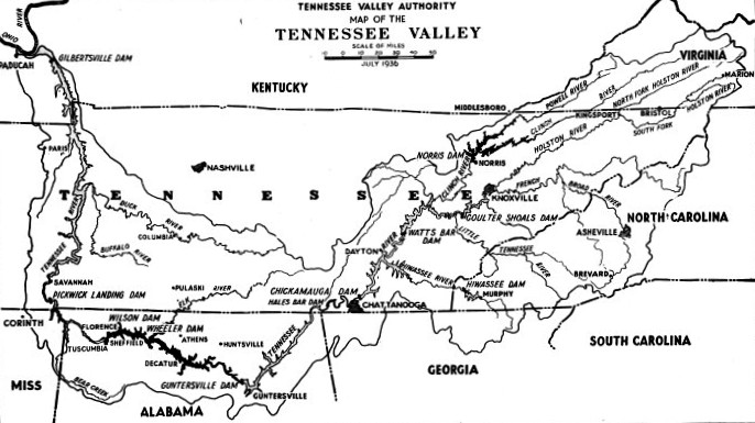 THE COURSE OF THE TENNESSEE RIVER and its tributaries