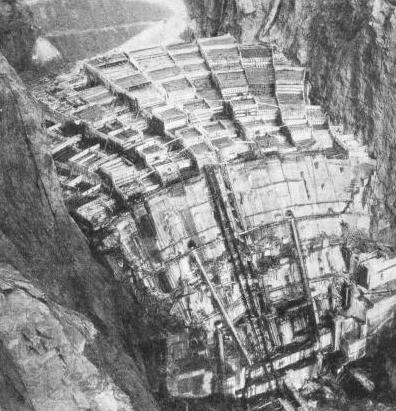 THE DOWNSTREAM FACE OF THE BOULDER DAM