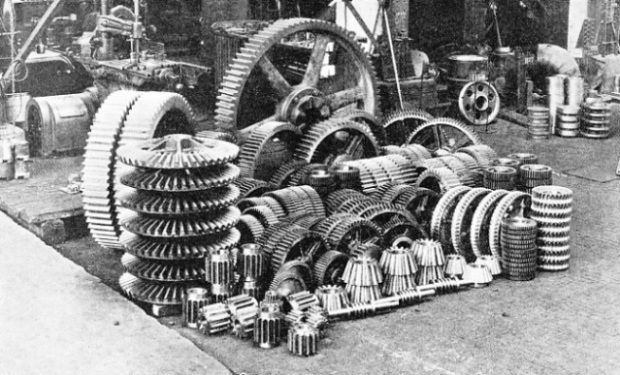 MACHINE-CUT STRAIGHT TOOTH GEARS awaiting assembly