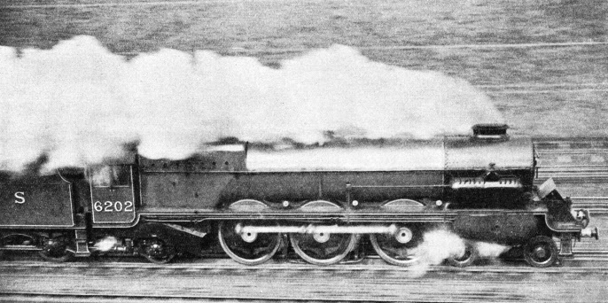 No. 6202, of the London, Midland and Scottish Railway, is a non-condensing turbine locomotive