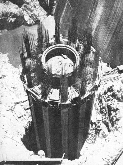 ONE OF THE FOUR INTAKE TOWERS of the Boulder Dam