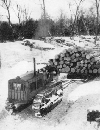 Transporting felled trees in Canada