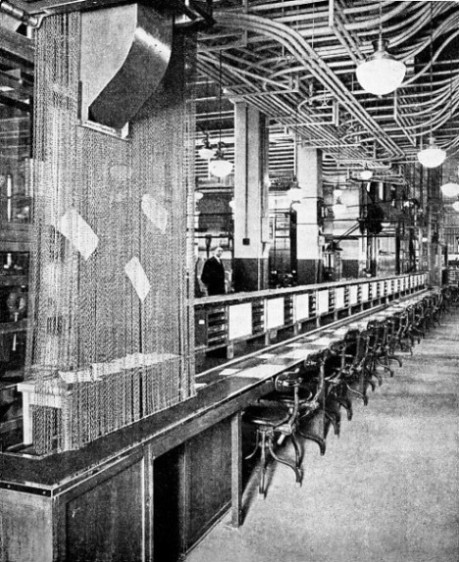 A DROP POINT on a belt conveyer at the Central Telegraph Office