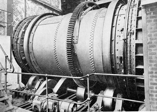 THE ROTARY KILN revolves on two steel tyres