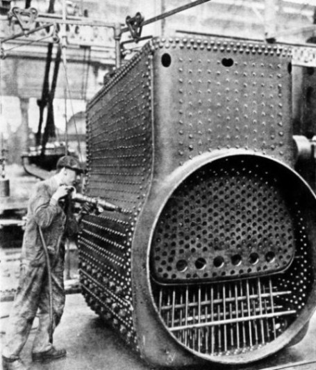 RIVETING COPPER STAY BOLTS by which a firebox is fixed to a boiler