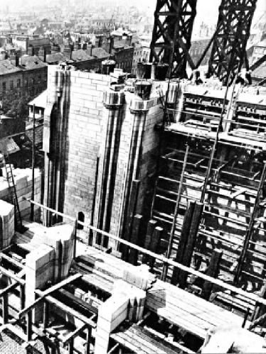 THE WESTERN TRANSEPT of Liverpool Cathedral, seen from the tower