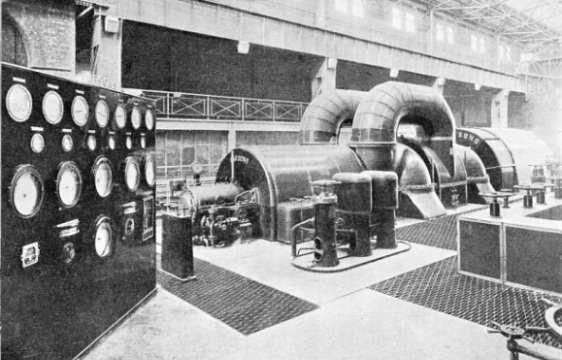 30,000-KILOWATTS TURBO-ALTERNATORS at the Hardingstone Junction Generating Station