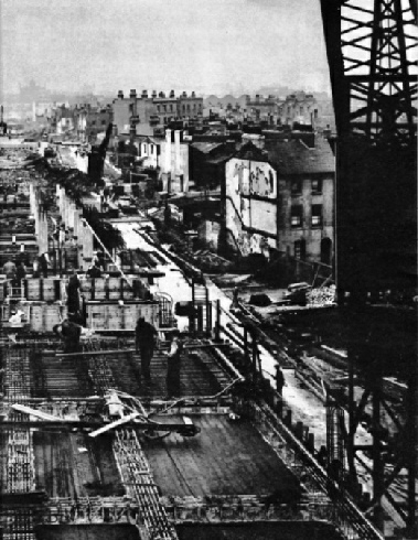 The main viaduct of the Silvertown Way