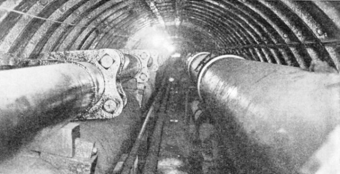 THE TOWER SUBWAY carries water and hydraulic pressure mains beneath the River Thames