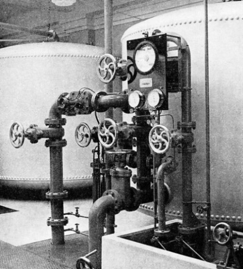 CONTROL VALVES and flow indicator panel of a softener unit