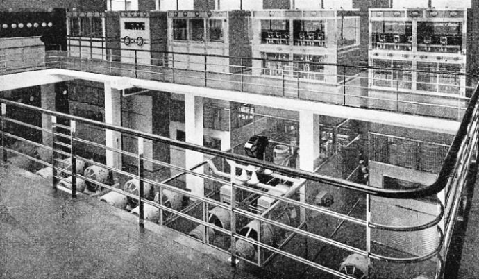 THE LONG-WAVE TRANSMITTER at Droitwich is mounted along one side of the transmitting hall