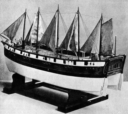 MODEL OF A DOUBLE-HULLED VESSEL built in 1787 by Patrick Miller