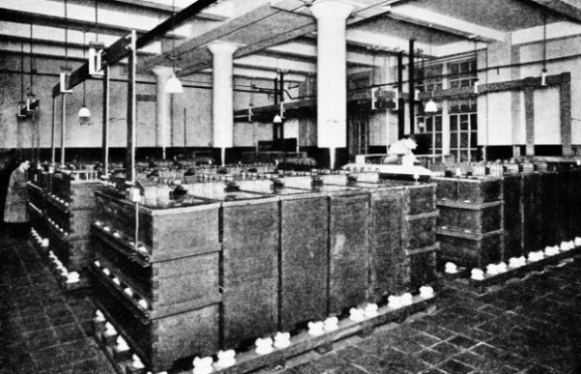 A TYPICAL BATTERY ROOM supplying the current required by an automatic telephone exchange