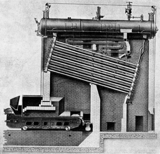 SECTIONAL DRAWING OF WATER TUBE BOILER made by Babcock and Wilcox