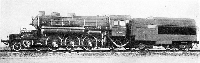 This Pacific condensing turbine locomotive was built by J. A. Maffei of Munich