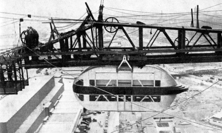 Cars of the Sky Ride travelled above the Century of Progress Exhibition at Chicago in 1933