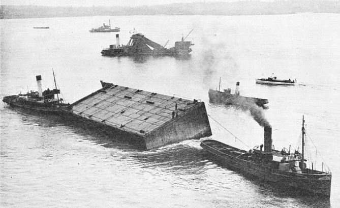 THE GIGANTIC CAISSON which forms the gate of the King George V Dock, Southampton