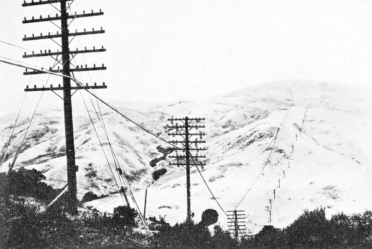 THE FIRST TRANSCONTINENTAL TELEPHONE LINE CROSSING THE MOUNTAINS between San Francisco and Sacramento