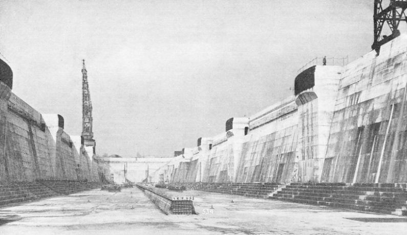 KING GEORGE V GRAVING DOCK with keel blocks In position