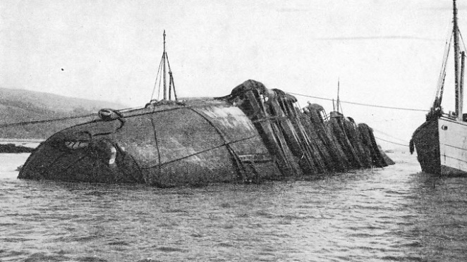 THE UPTURNED HULL of the dredger Silurus