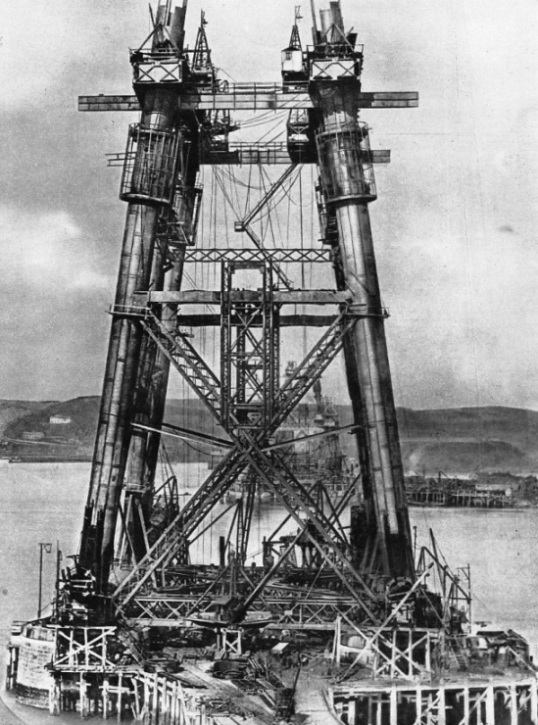 The tapering uprights of the Forth Bridge